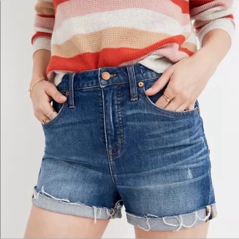 MADEWELL high rise cuffed denim shorts
